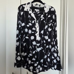Equipment Black and White Floral Button Down Shirt
